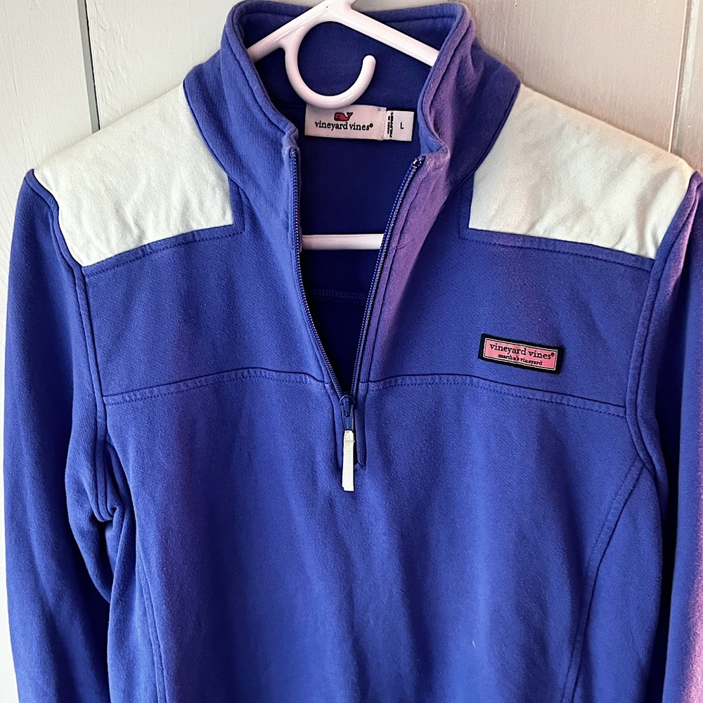 Vineyard Vines Blue and Teal Blocked Pullover